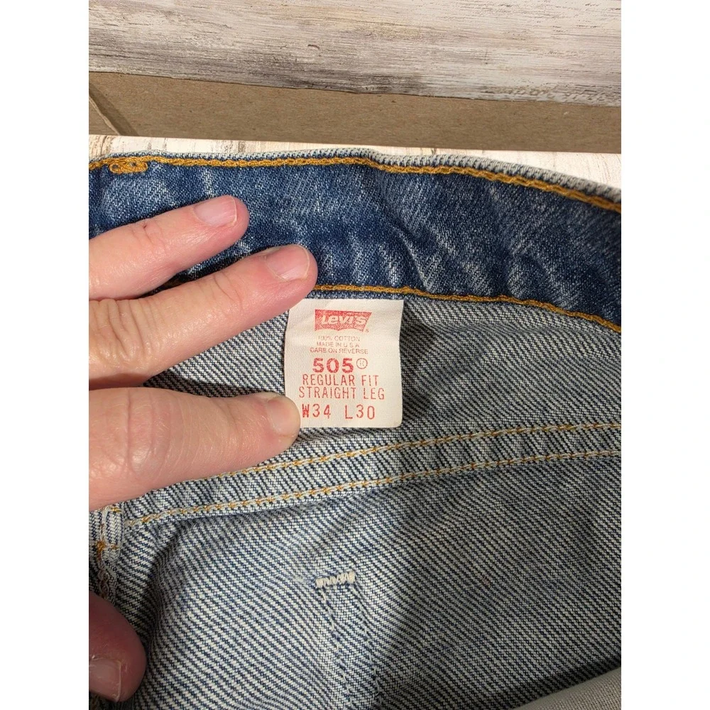 Vintage Levis 505 Orange Tab Jeans Mens 34x30 Made in USA Blue Straight Leg 0796